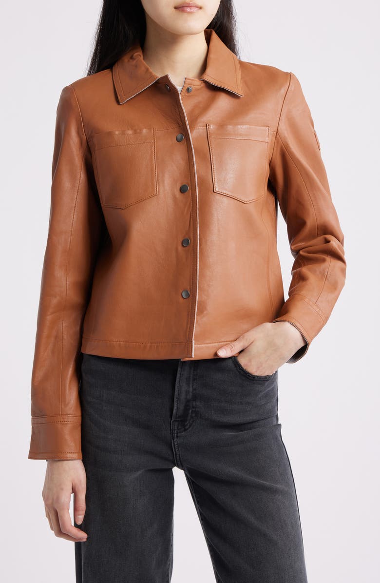 MAURITIUS Lefei Leather Jacket, Main, color, Camel