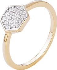 Adornia 14K Gold Plated Pavé Cubic Zirconia Mini Hexagon Ring