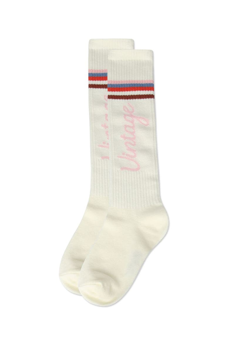 Vintage Stripe Knee High Socks, Alternate, color, Winter White