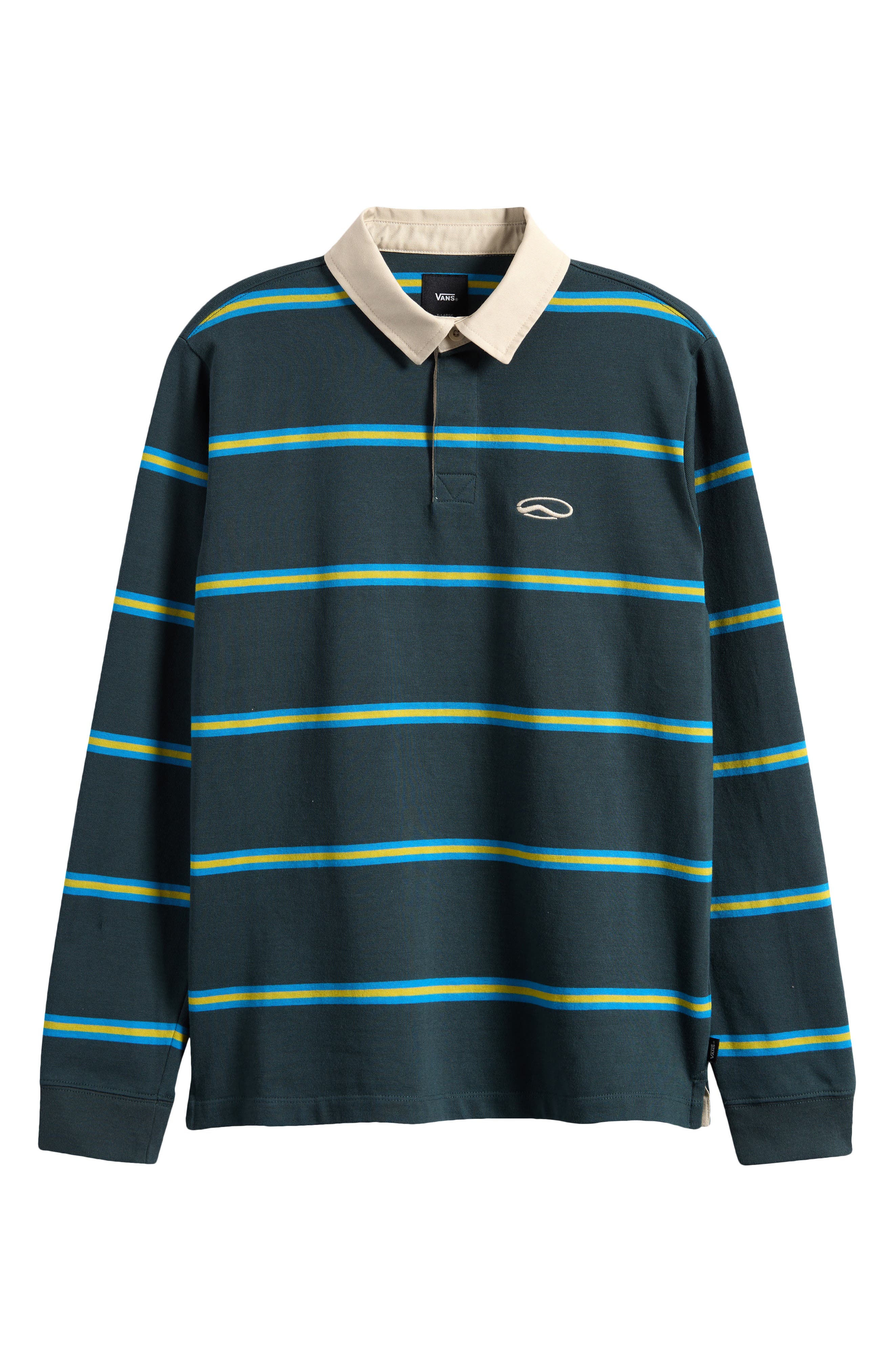 Vans Kids' Gatewood Stripe Long Sleeve Rugby Shirt in Green Gables 