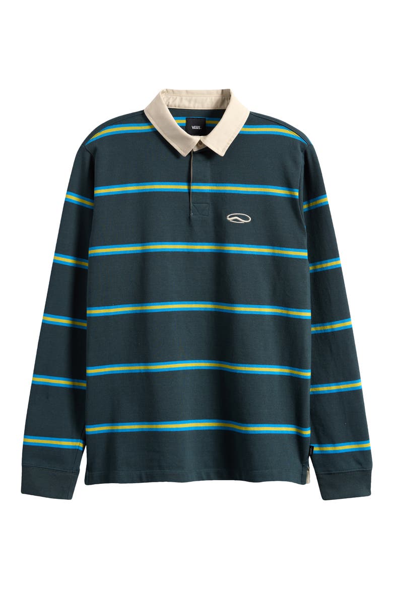 Kids' Gatewood Stripe Long Sleeve Cotton Rugby Shirt, Main, color, GREEN GABLES