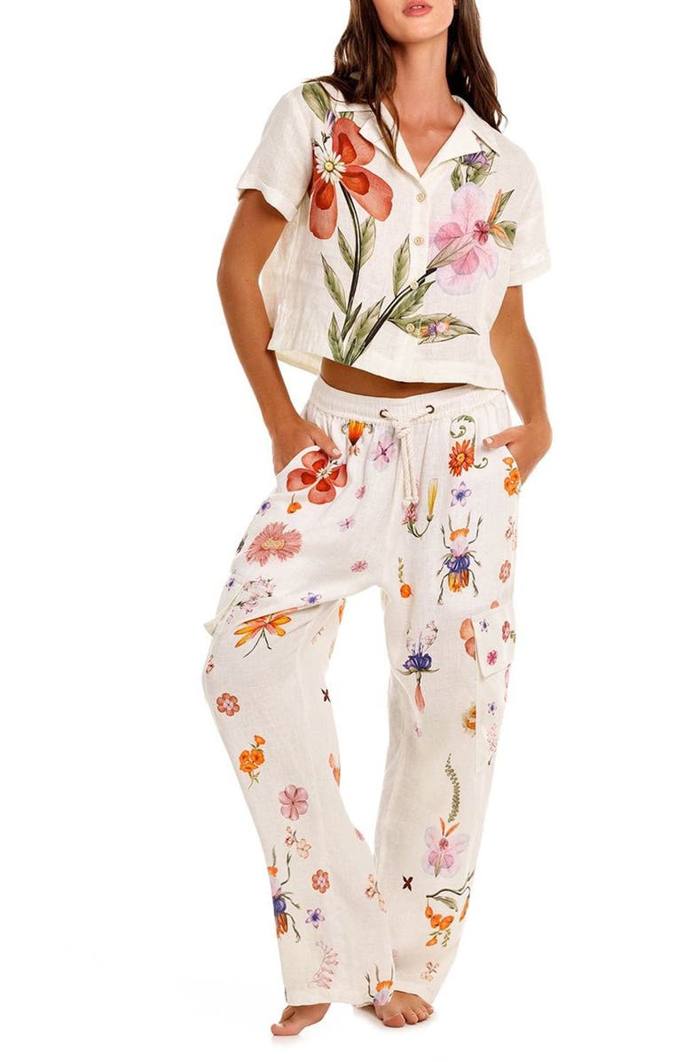 Agua Bendita Serafina Mbar Cover-Up Linen Pants, Main, color, White