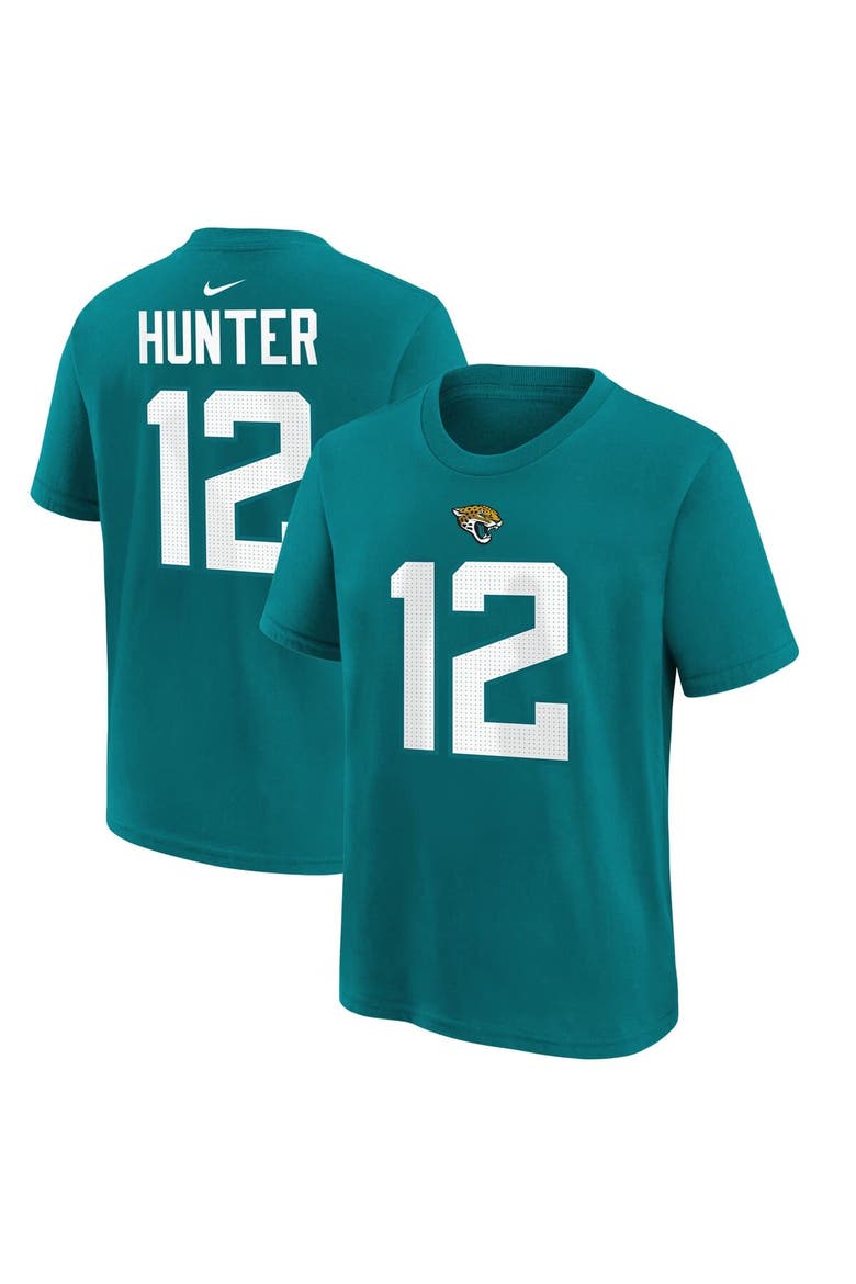 Youth Nike Travis Hunter Teal Jacksonville Jaguars 2025 NFL Draft First Round Pick Name & Number T-Shirt, Main, color, Teal