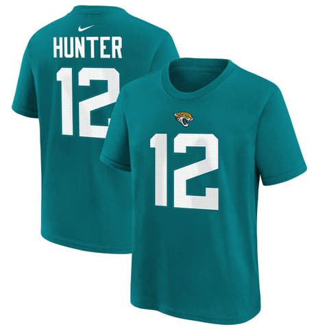 Youth Nike Travis Hunter Teal Jacksonville Jaguars 2025 NFL Draft First Round Pick Name & Number T-Shirt
