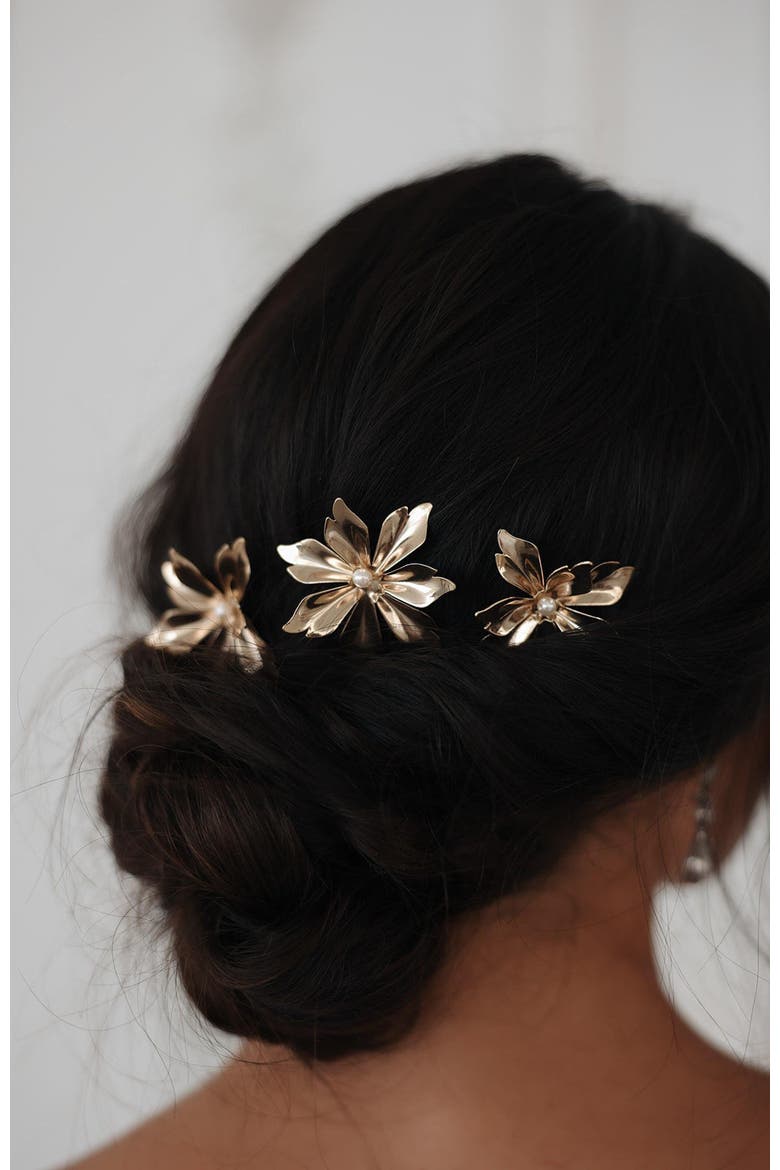 Comet Pearl Pins, Alternate, color, Gold
