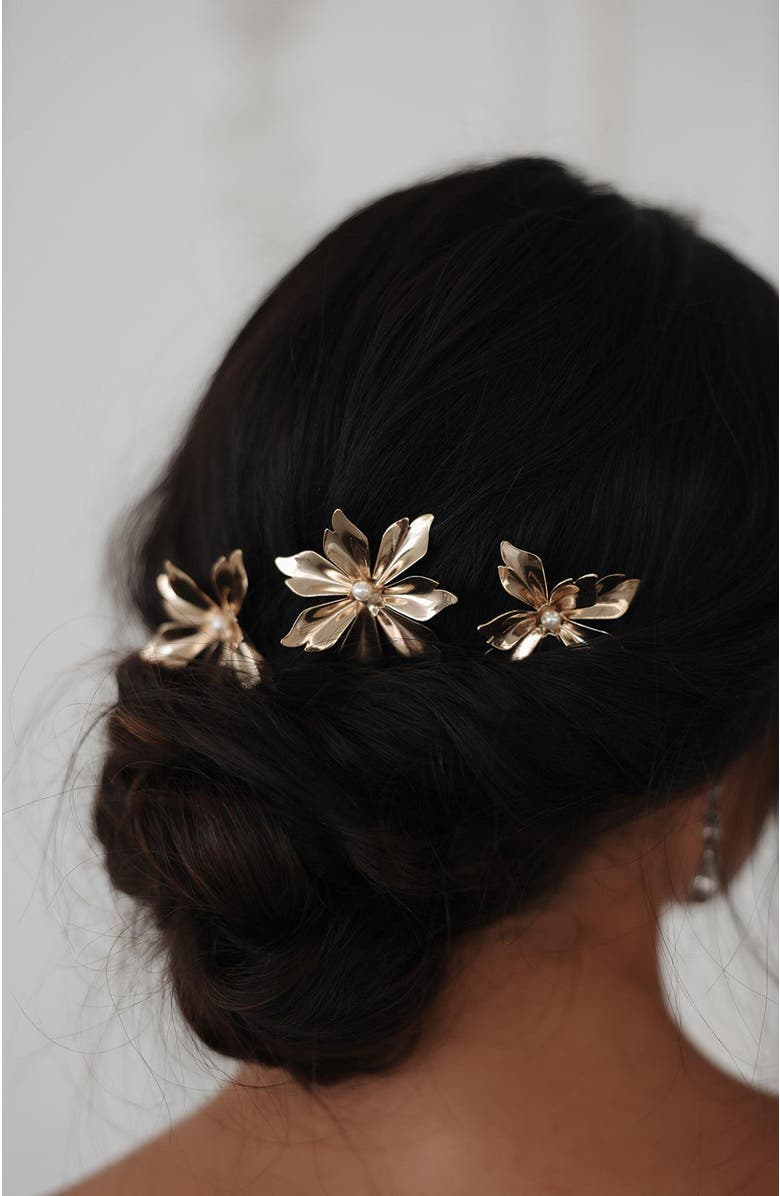 Untamed Petals Comet Pearl Pins, Alternate, color, Gold