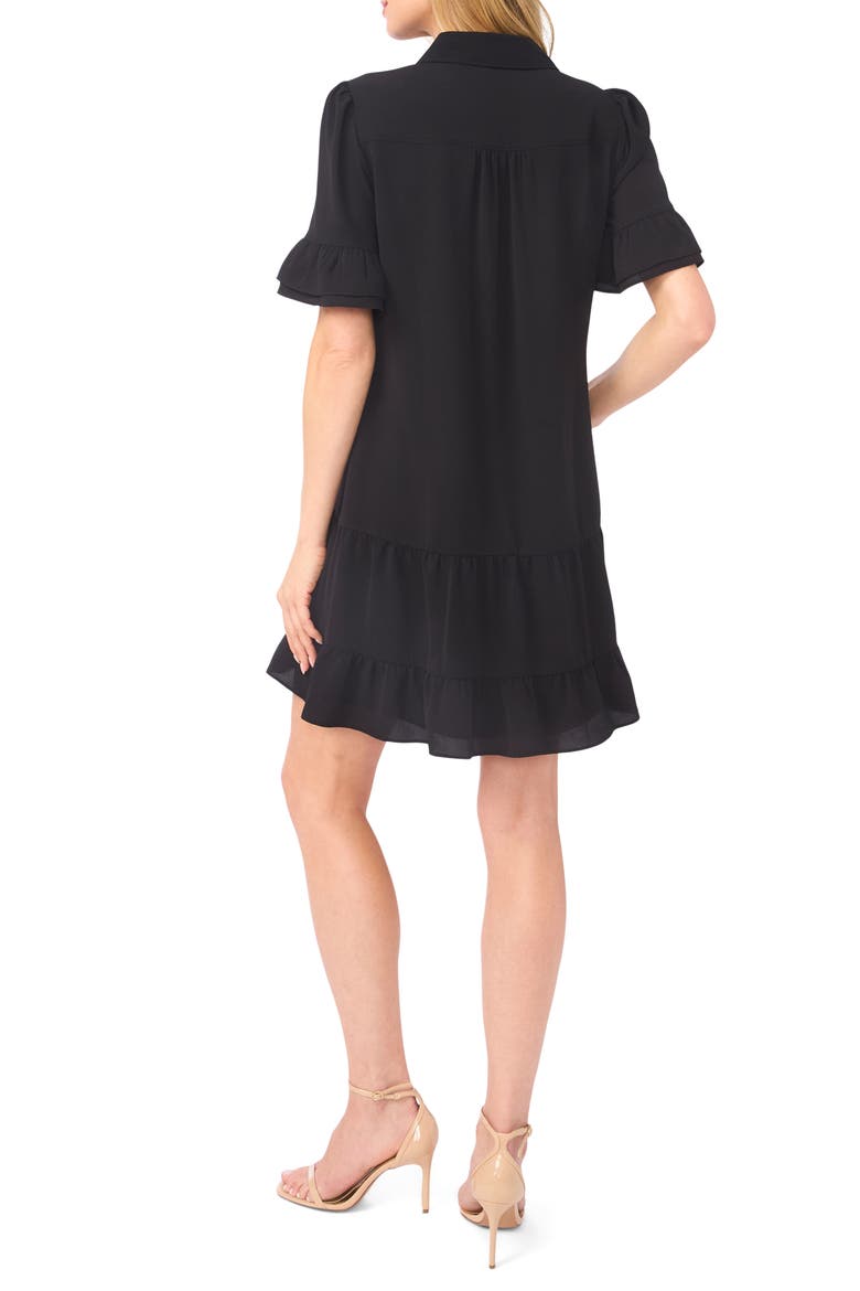 Ruffle Sleeve Mini Shirtdress, Alternate, color, RICH BLACK