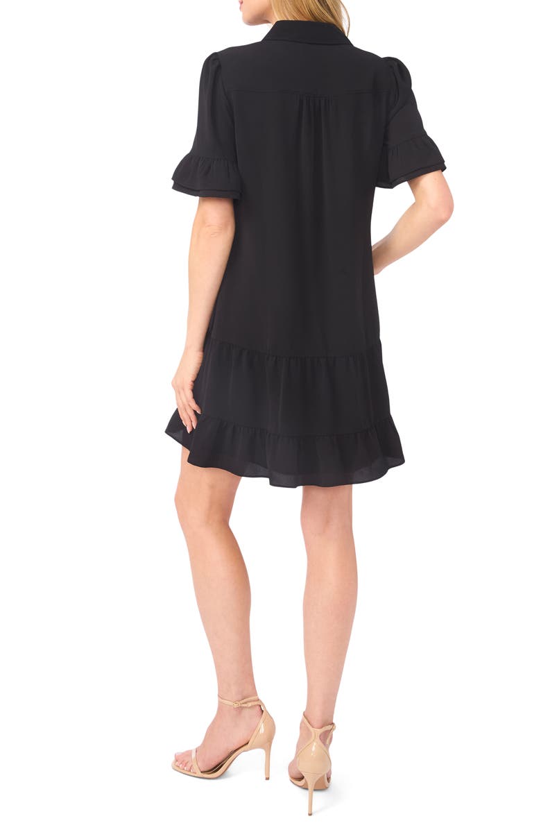CeCe Ruffle Sleeve Mini Shirtdress, Alternate, color, Rich Black