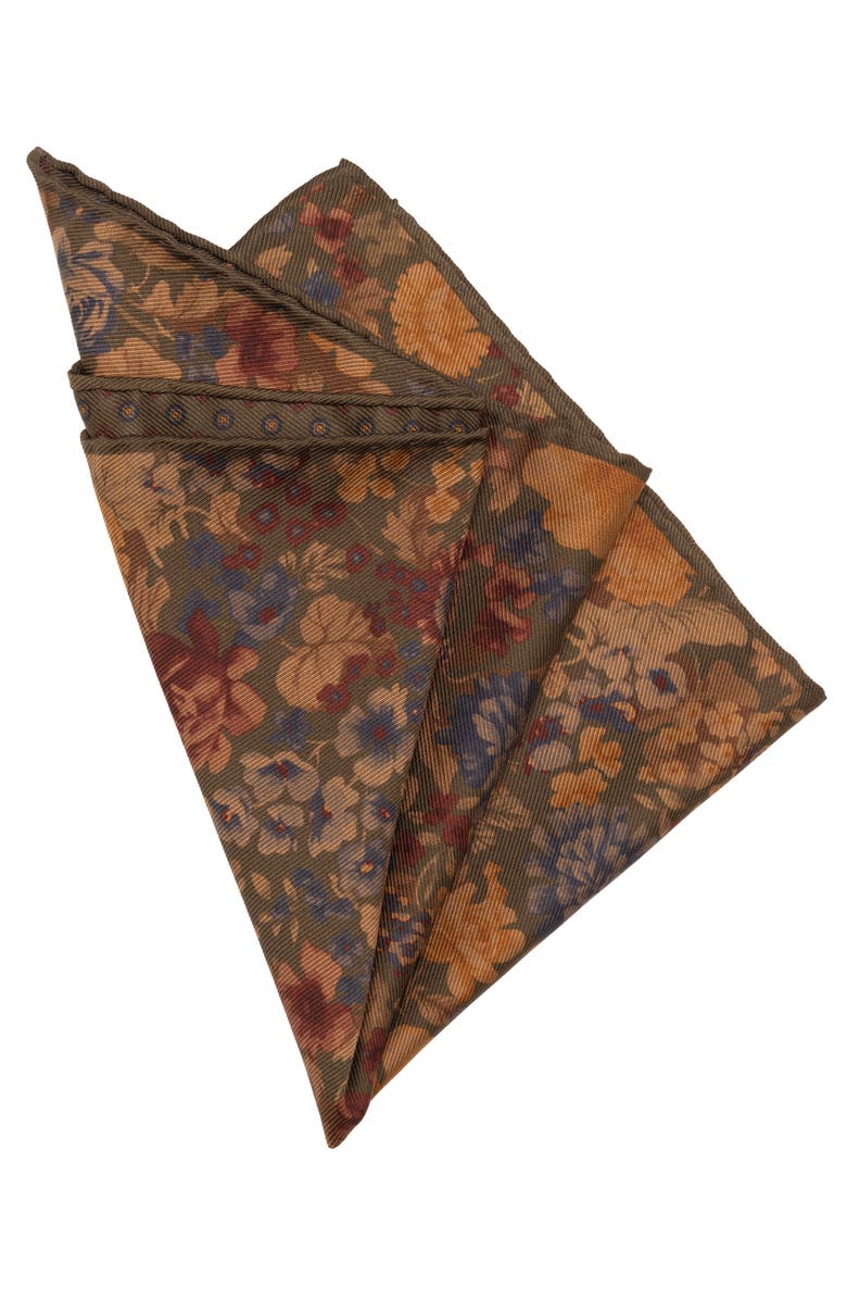 Elizabetta Vico - Double Sided Silk Pocket Square for Men, Alternate, color, Olive Green