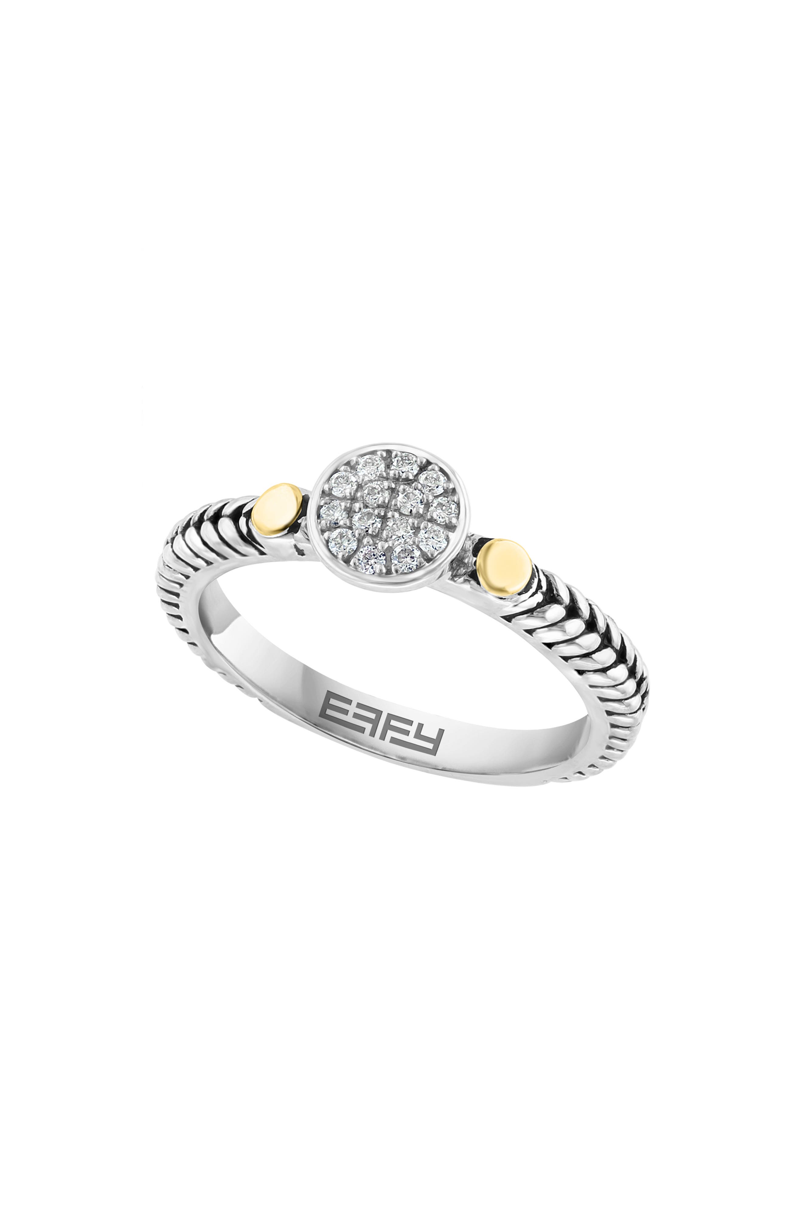EFFY Sterling Silver & 18K Gold Pavé Diamond Ring - 0.09ct.