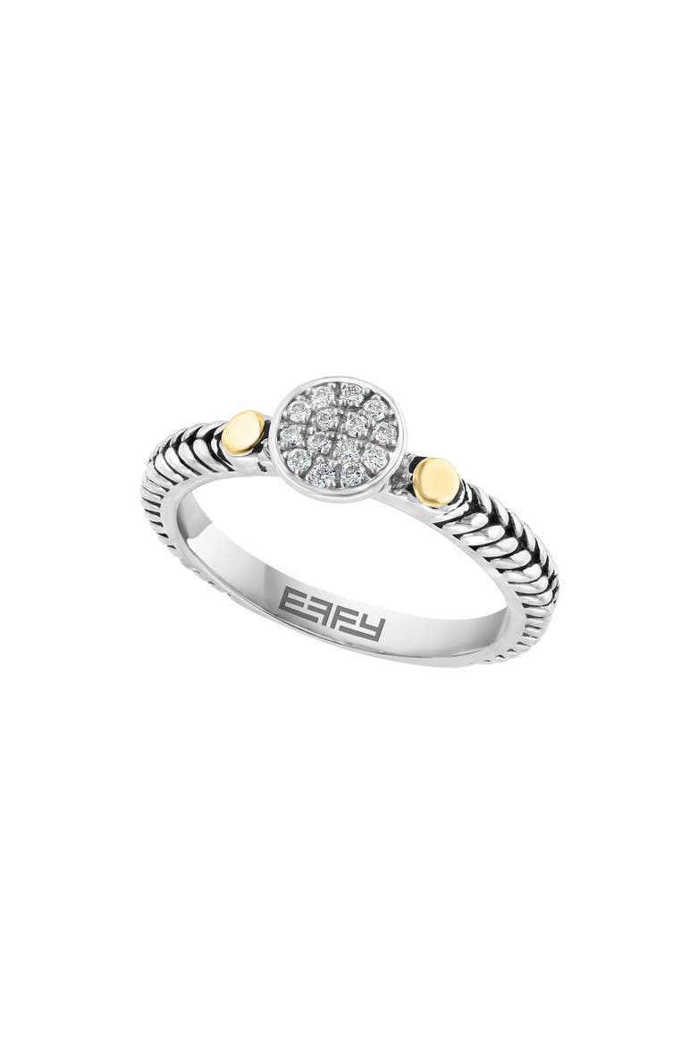 Sterling Silver & 18K Gold Pavé Diamond Ring - 0.09ct., Main, color, SILVER