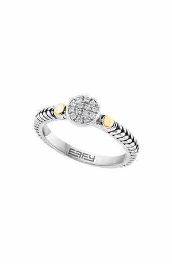 EFFY Sterling Silver & 18K Gold Pavé Diamond Ring - 0.09ct.