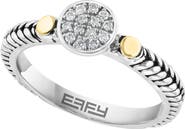 EFFY Sterling Silver & 18K Gold Pavé Diamond Ring - 0.09ct.
