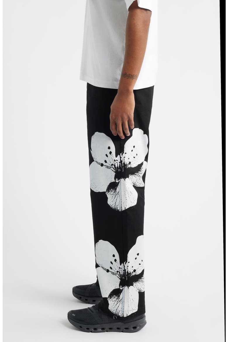Flower Napoli Cotton Twill Pants, Alternate, color, BLACK
