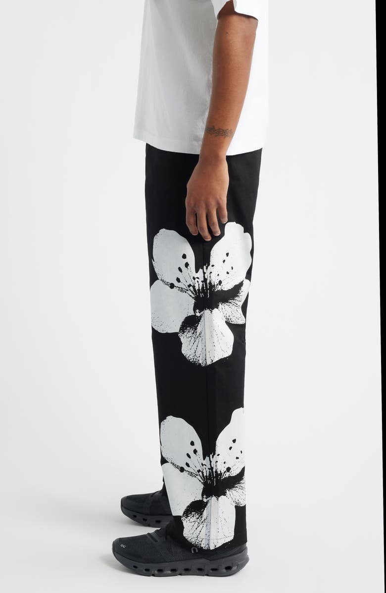 SANTO STUDIO Flower Napoli Cotton Twill Pants, Alternate, color, Black