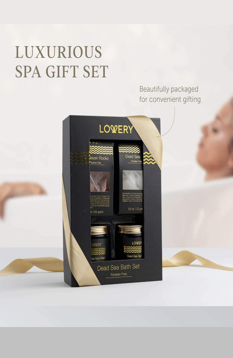 Lovery Dead Sea Minerals Spa Gift Box Set, Alternate, color, Black / Gold