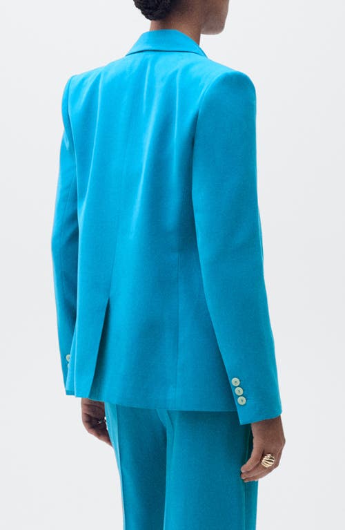 Mango Tempo Double Breasted Blazer In Blue