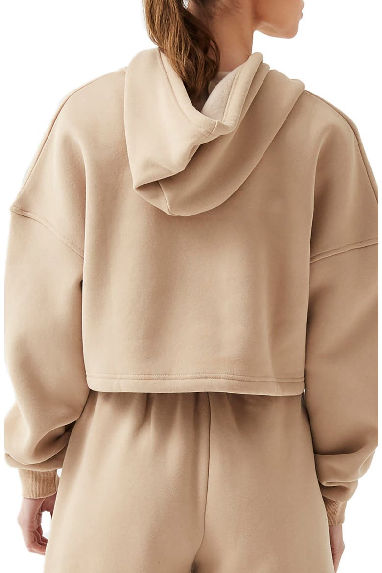 Lita Crop Oversize Hoodie, Alternate, color, CAMEL JERSEY