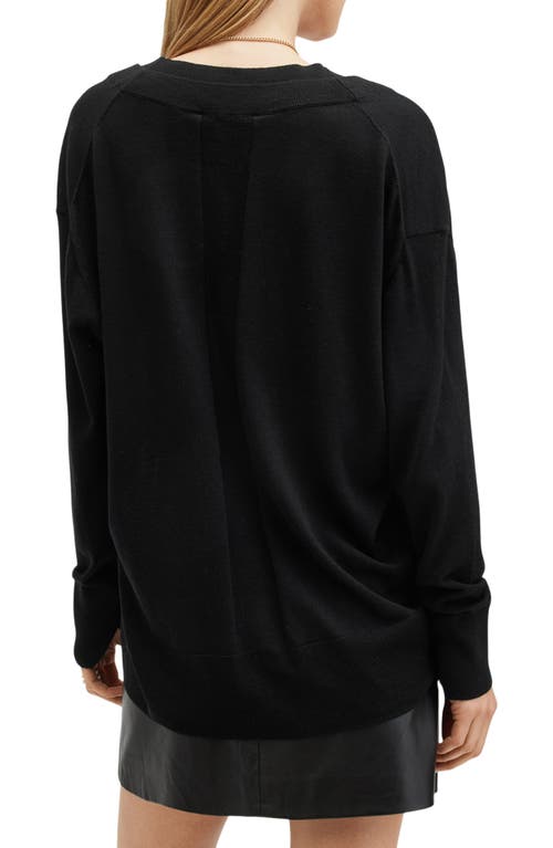 Allsaints Bern V-neck Wool Sweater In Black