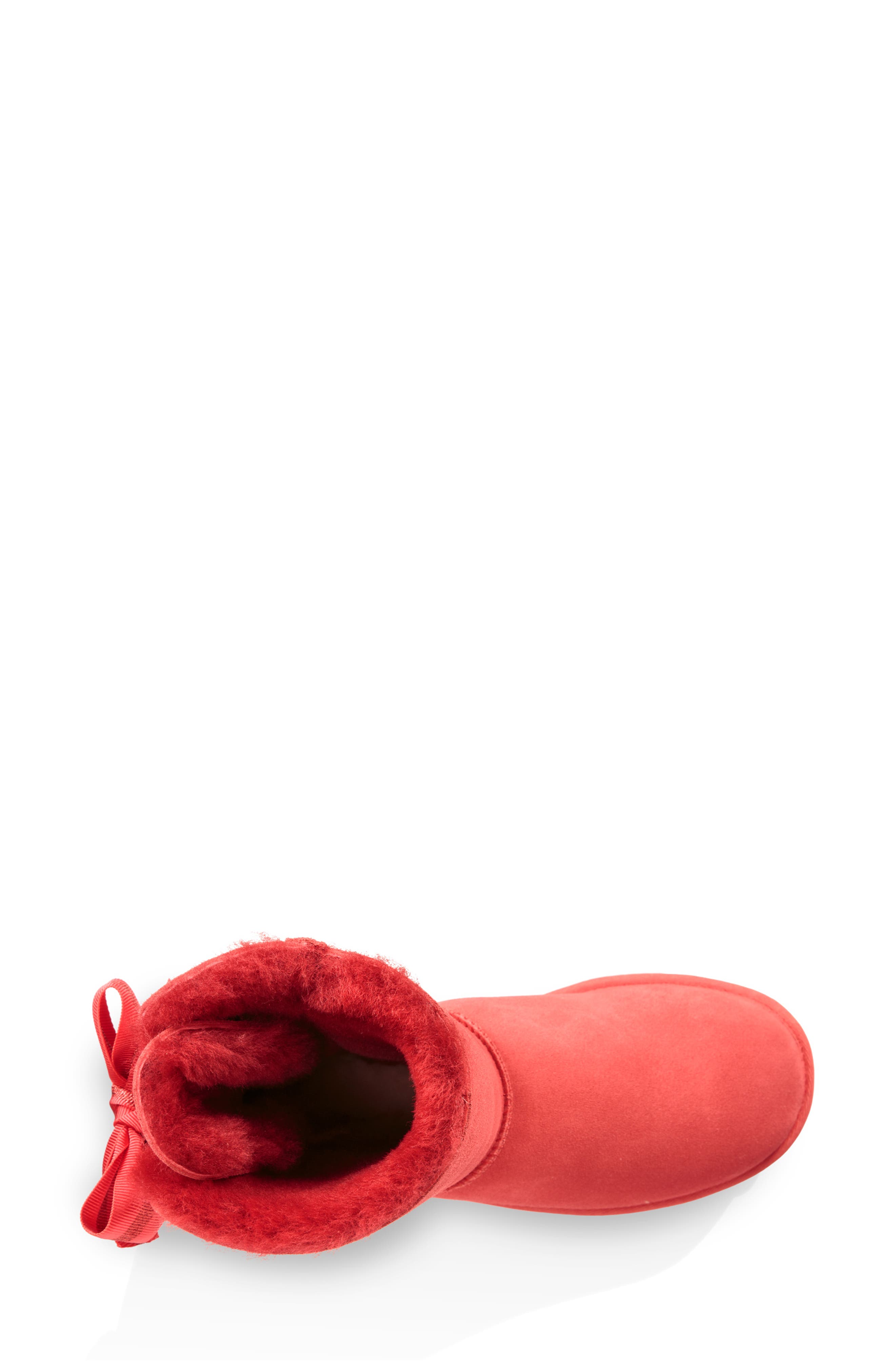 Customizable Bailey Bow Genuine Shearling Bootie, Alternate, color, RIBBON RED SUEDE