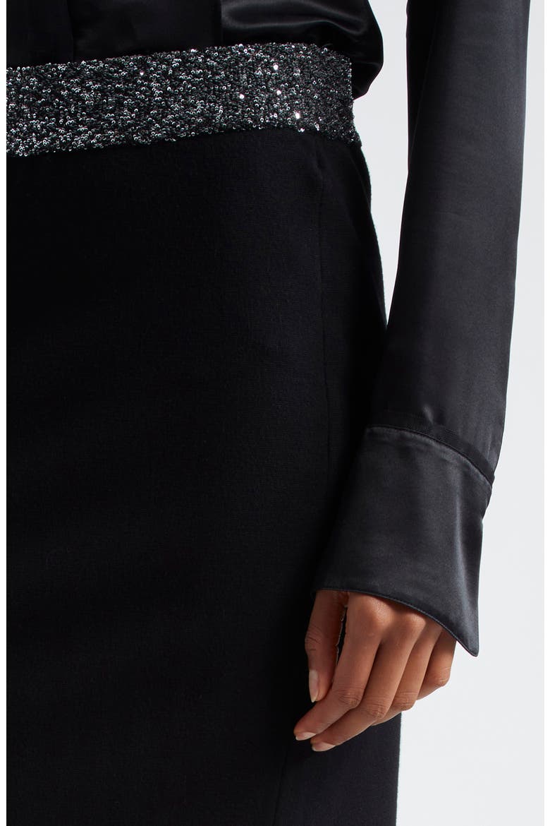 Jane Sequin Embellished Knit Midi Pencil Skirt, Alternate, color, BLACK/ SILVER