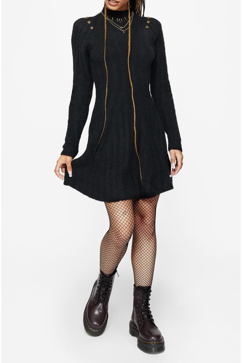 Dream Ribbed Skater Knit Dress, Alternate, color, Black