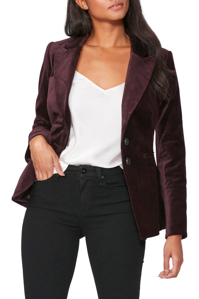 Chelsee Velvet Blazer, Main, color, BLACK CHERRY