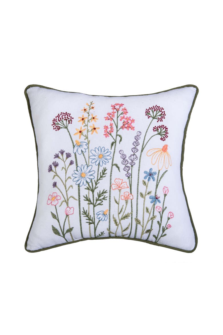 Botanical Garden Flowers Cotton Blend Mini Spring Accent Pillow 12" x 12", Main, color, Purple