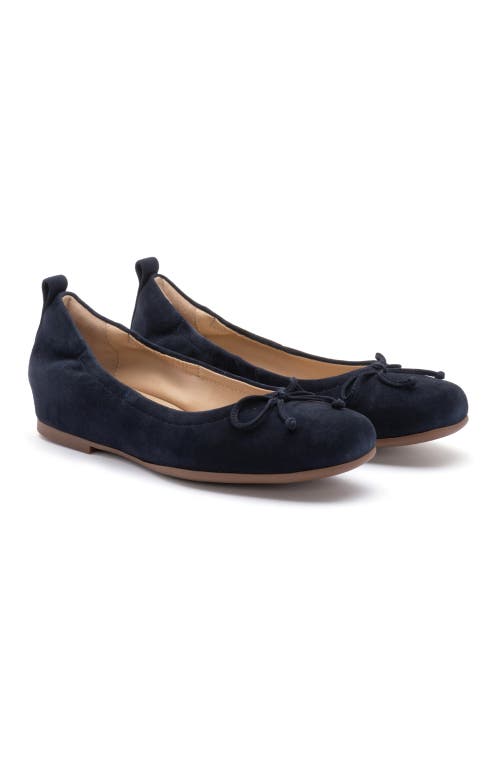 Abeo Cadence Bow Ballet Flat In Navy Suede - Regular