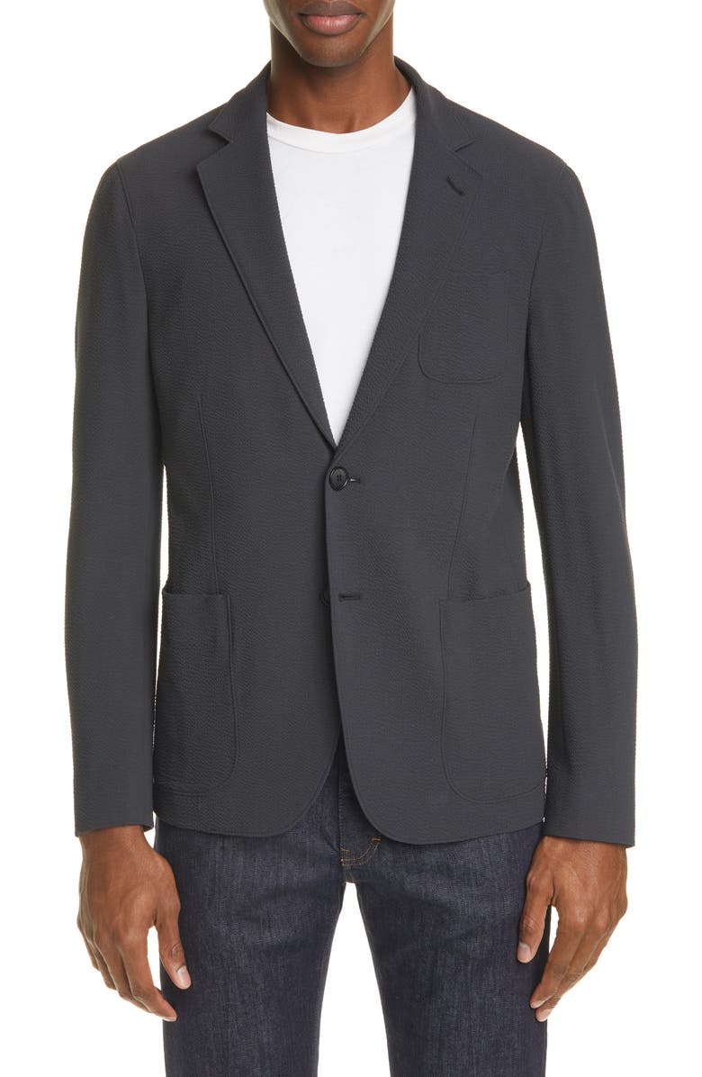 Giorgio Armani Upton Stretch Wool Seersucker Sport Coat, Main, color, 