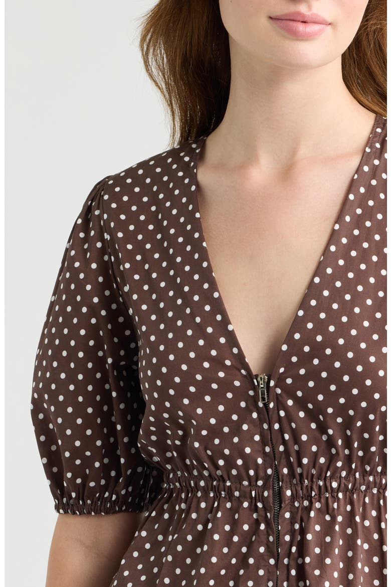 Faust Polka Dot Cotton Dress, Alternate, color, CHOCOLATE BASE WITH ECRU DOTS
