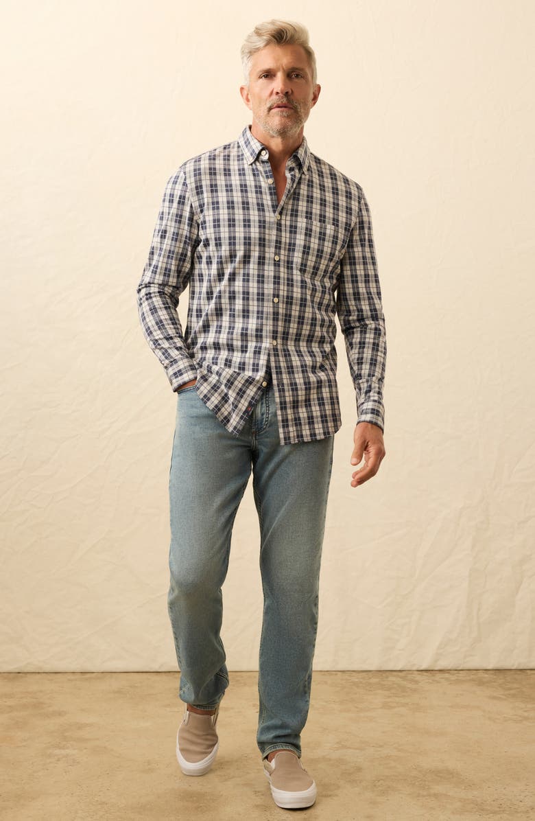 Faherty Coastline Knit Button-Down Shirt, Alternate, color, Royal Canyon Plaid