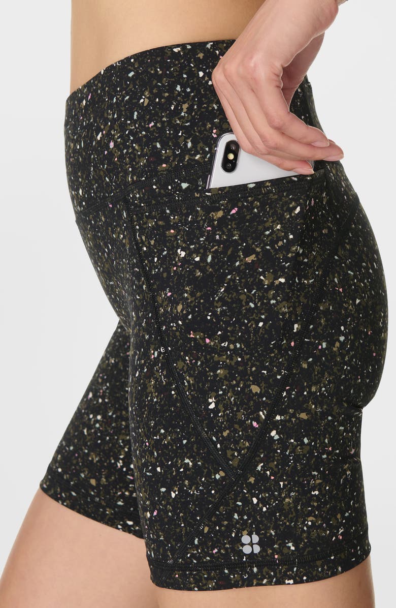 Sweaty Betty Power 6" Bike Shorts, Alternate, color, Green Ditsy Terrain Print