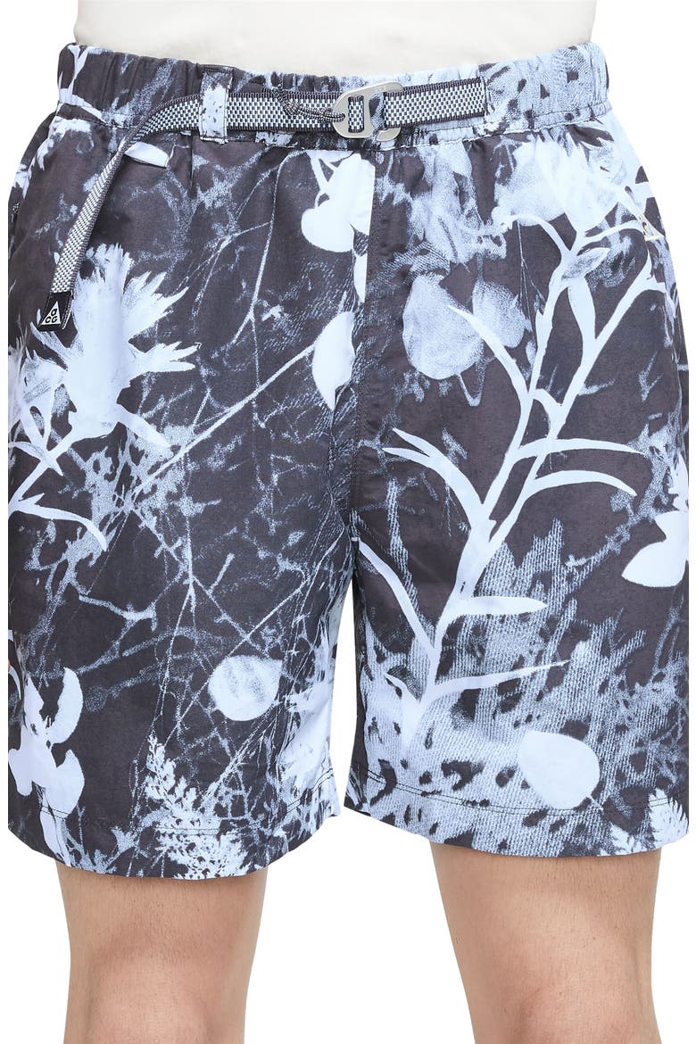 ACG Water Repellent Floral Nylon Trail Shorts, Main, color, GRIDIRON/ COBALT/ SUMMIT WHITE