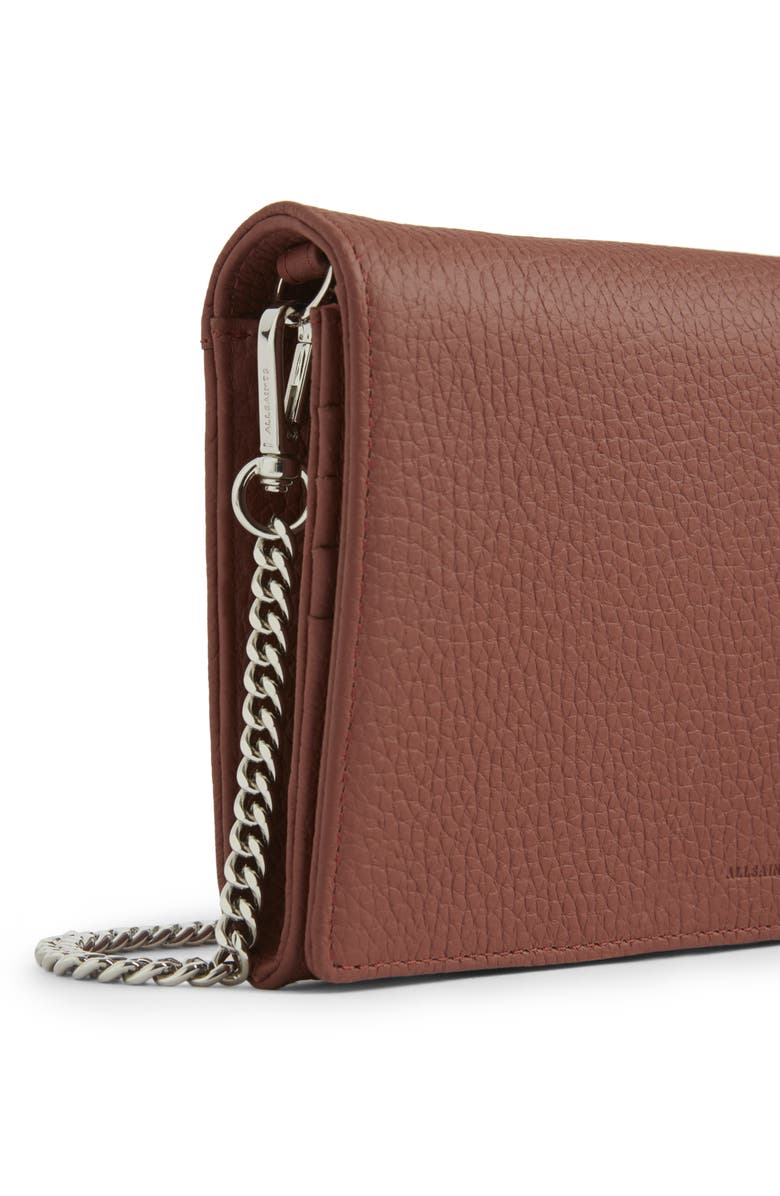 AllSaints Fetch Leather Chain Crossbody Wallet, Alternate, color,
