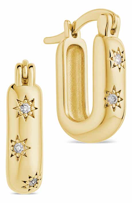 Bold Cubic Zirconia Rectangular Hoop Earrings