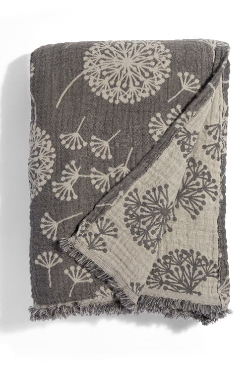 Infusezen Dandelion Reversible Organic Muslin Blanket In Gray