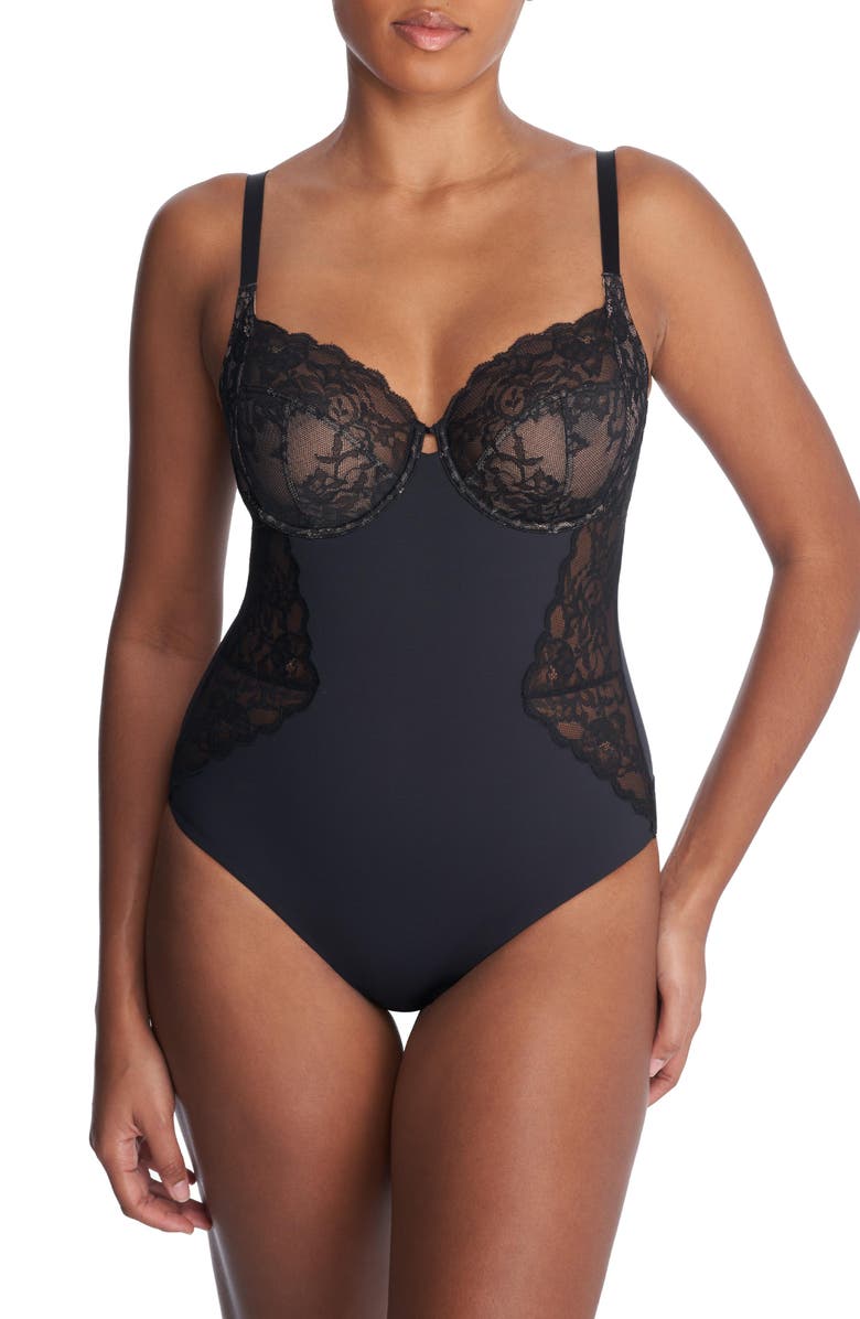 Natori Statement Full Fit Underwire Bodysuit, Main, color, Black/Cafe