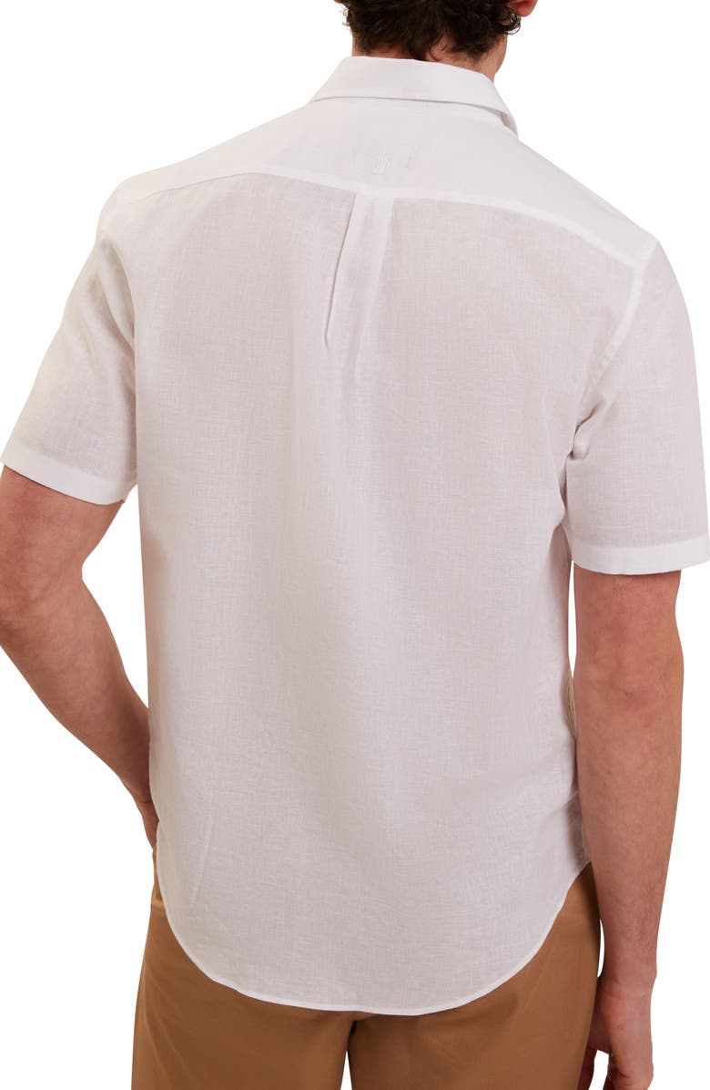 Ted Baker Wryte Regular Fit Short Sleeve Slub Linen & Cotton Button-Up Shirt, Alternate, color, 