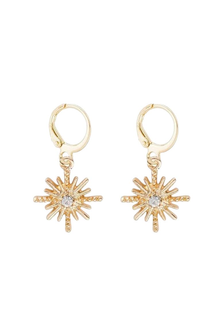 Star Dangle Earrings Huggies, Main, color, Gold