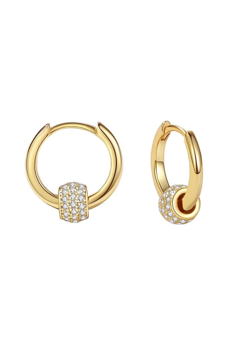 Pave Mini Hoops, Main, color, Gold