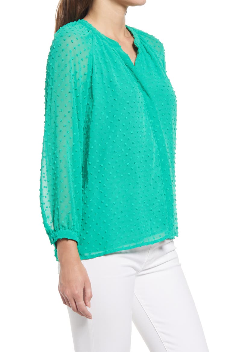 Gibson Swiss Dot Blouse, Alternate, color, GREEN
