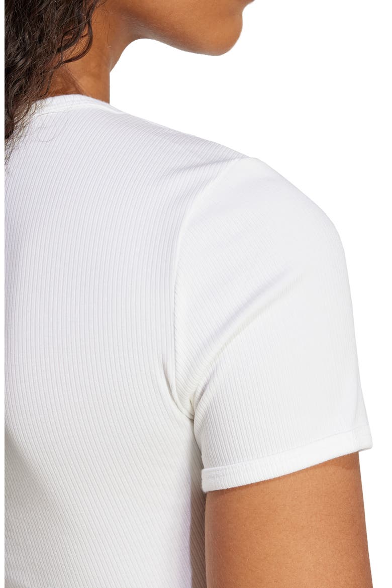 Essentials Trefoil Logo Crop Rib T-Shirt, Alternate, color, WHITE
