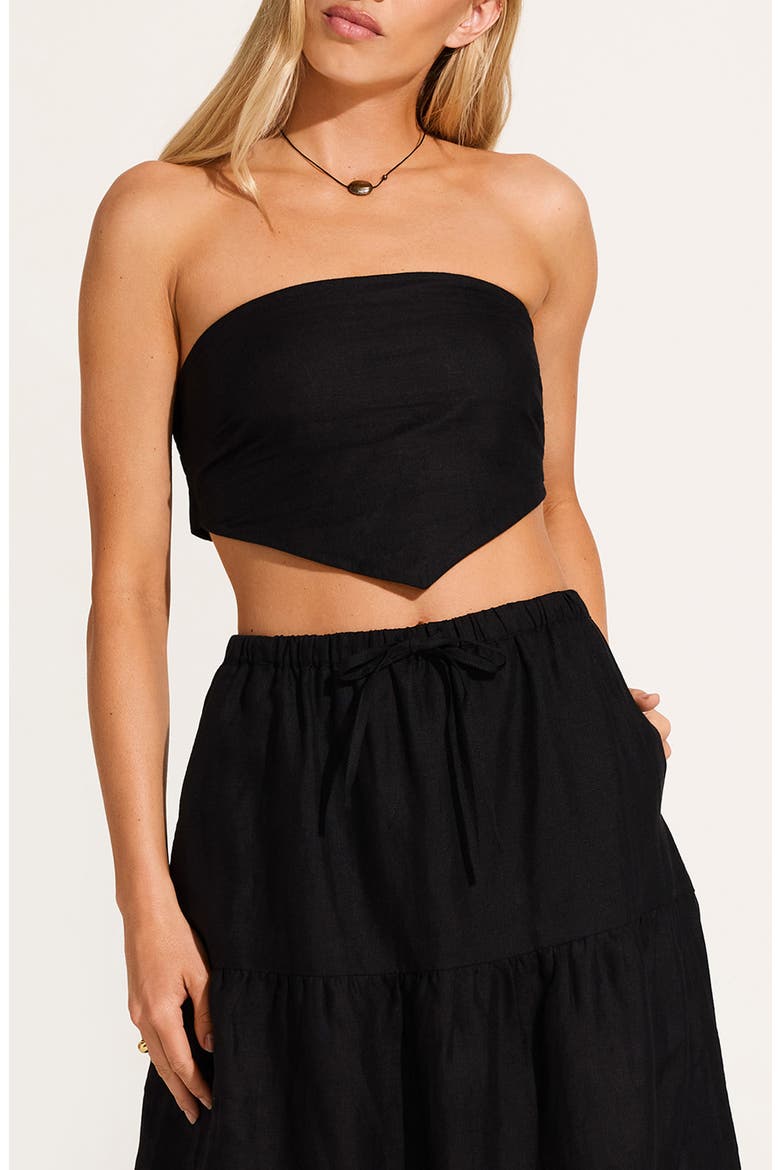 Joni Scarf Strapless Crop Top, Main, color, ORIGINAL BLACK