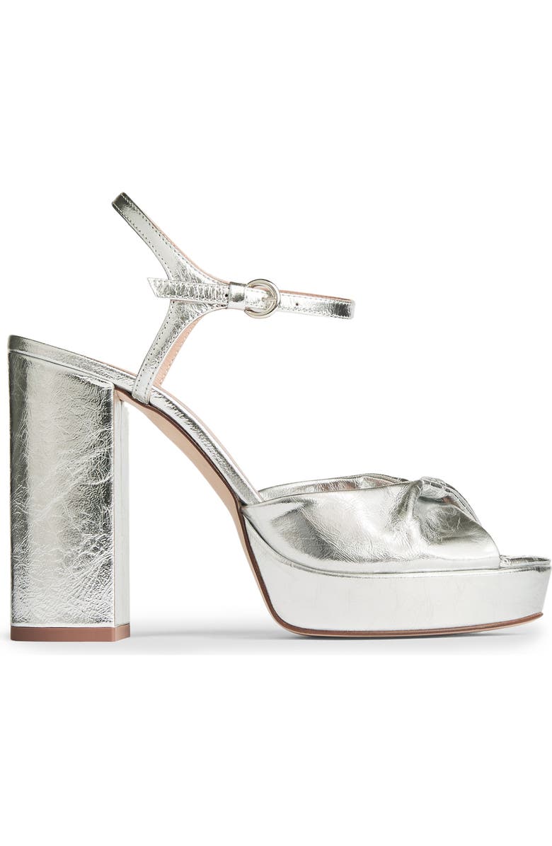 LK Bennett Rosa Twist Front Platform Ankle Strap Sandal, Alternate, color, Metallic Silver