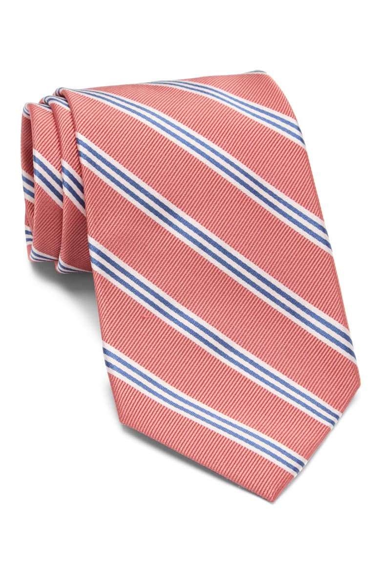 Diagonal Stripe Silk Blend Tie, Main, color, PINK