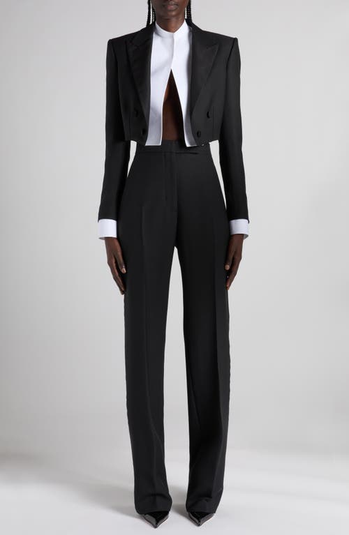 Tom Ford Bib Front Cotton Voile Crop Shirt In White