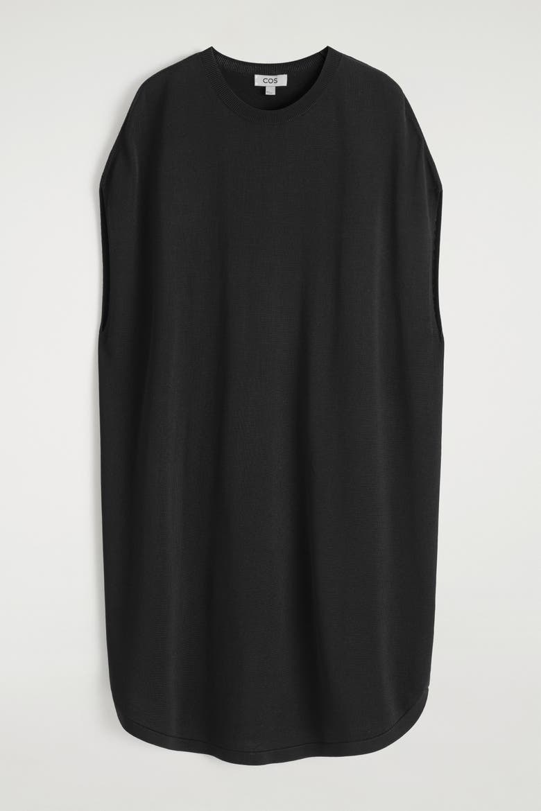 Circle-Cut Knit Dress, Alternate, color, BLACK