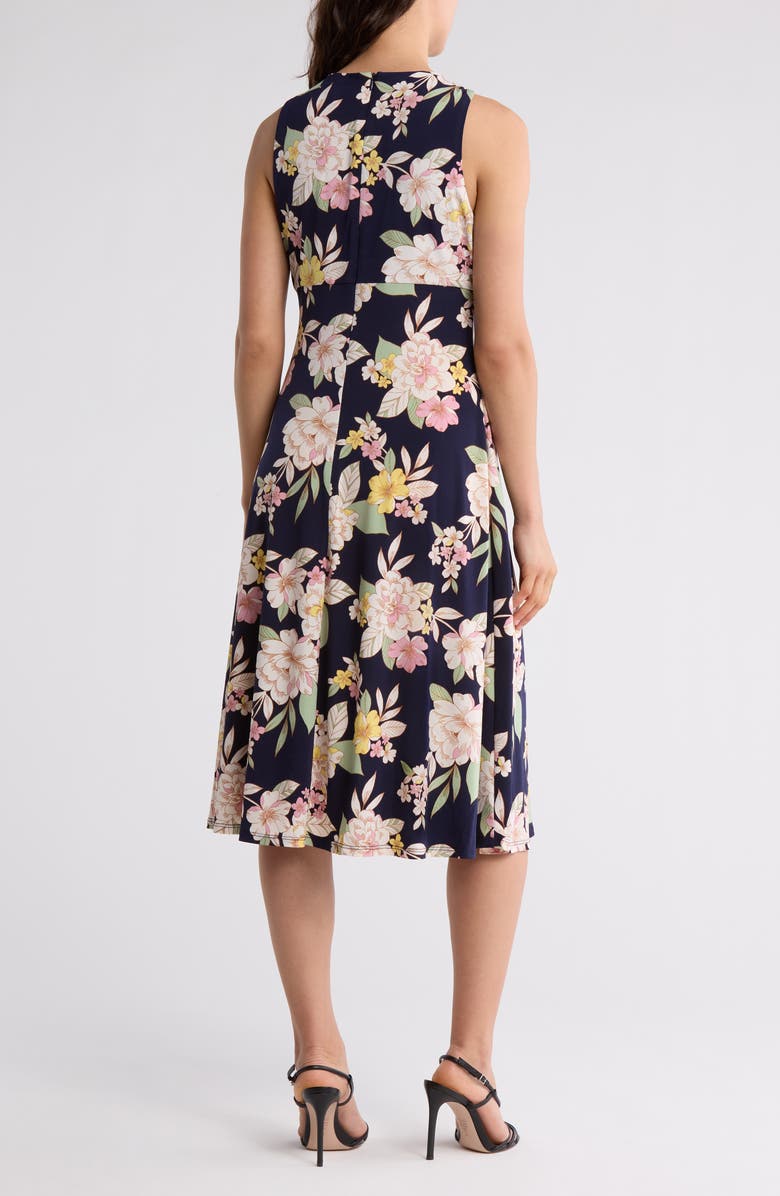 London Times Floral Keyhole Sleeveless Midi Dress, Alternate, color,