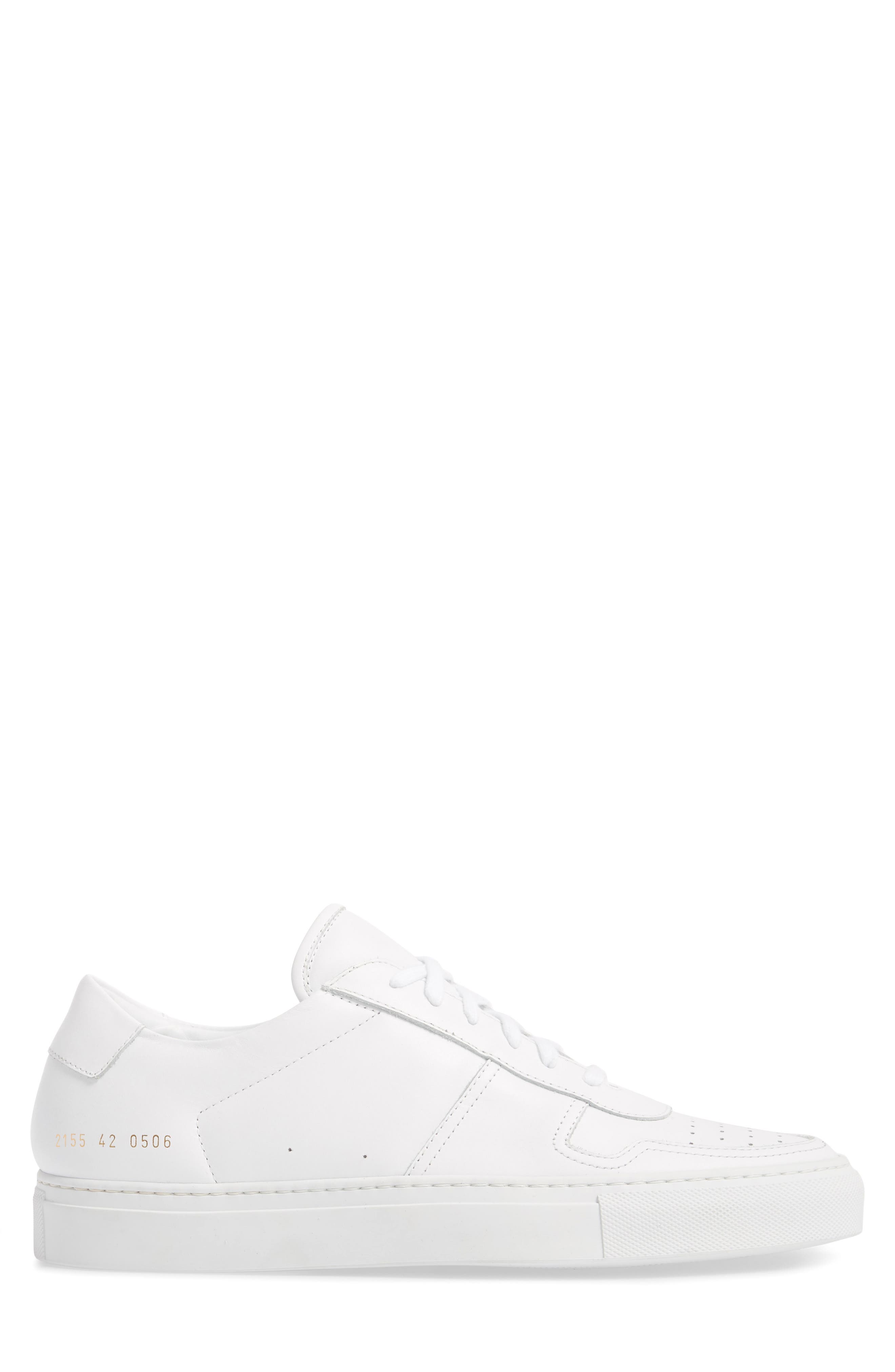 Bball Low Top Sneaker, Alternate, color, WHITE LEATHER